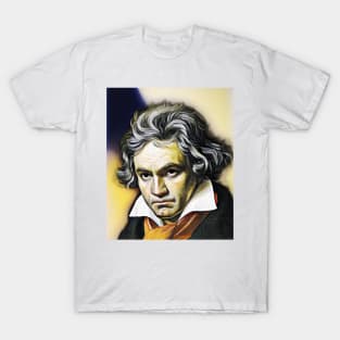 Ludwig van Beethoven Yellow Colourful Portrait | Ludwig van Beethoven Artwork 9 T-Shirt